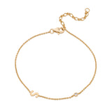 Sideways Initial Bracelet in 14k Gold Plating