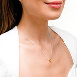 Water Resistant Mixed Metal Puffy Heart Pendant Necklace