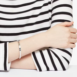 Set Stone Hinged Bangle in Silver Plating & Clear