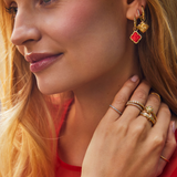 Mallory Rose Huggie Earrings in Gold & Blush Ivory Mother of Pearl