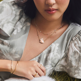 Bunny Short Pendant Necklace in Gold & Taupe Mother of Pearl