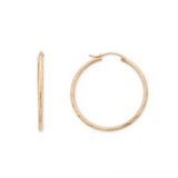 Everyday Textured Large 14k Solid Gold Hoop