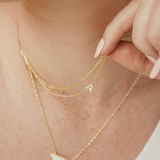 Sideways Initial Necklace in Silver Plating