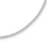 Flat Curb Chain Necklace in Rhodium Plating over Sterling Silver
