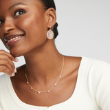 Daphne Pave Frame Drop Earrings in Rose Quartz