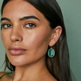 Daphne Pave Frame Drop Earrings in Gold Berry