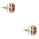 Small Square Studs in Multi Glitter