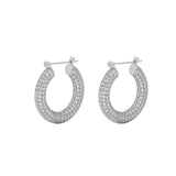 Pave Baby Amalfi Hoops in Silver