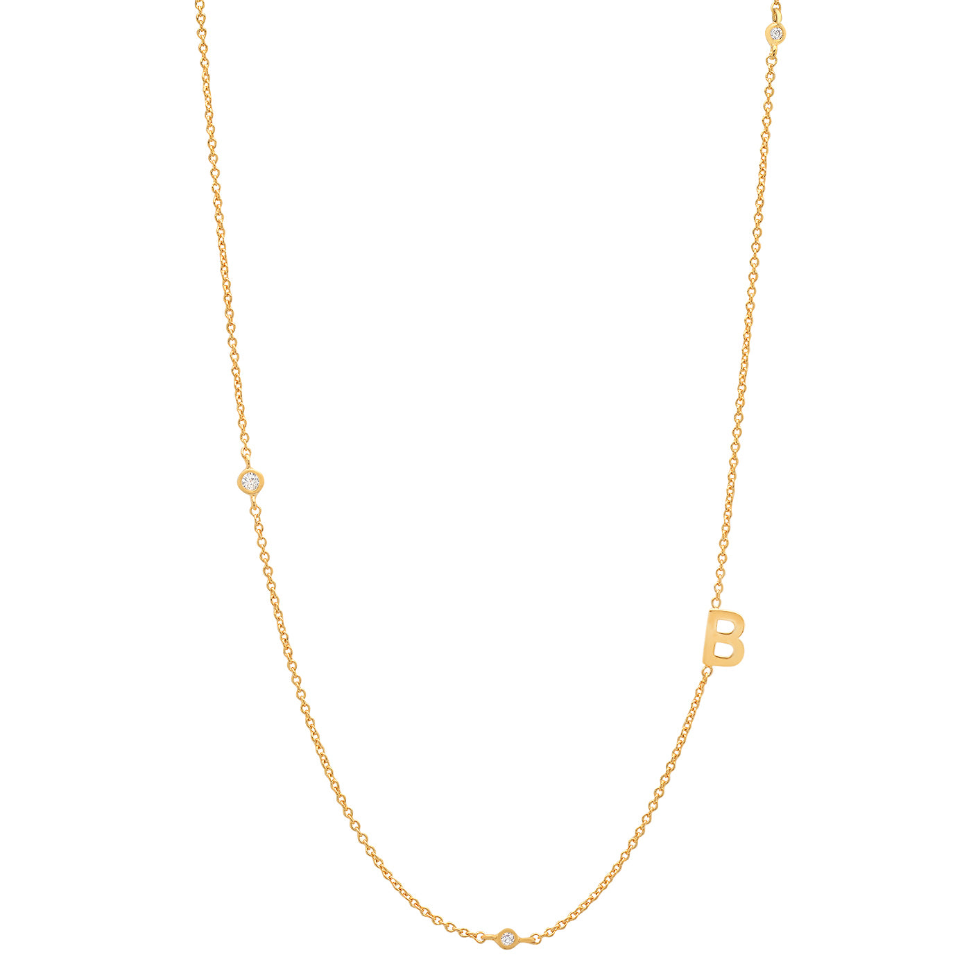 Sideways Initial Necklace in 18k Gold Plating