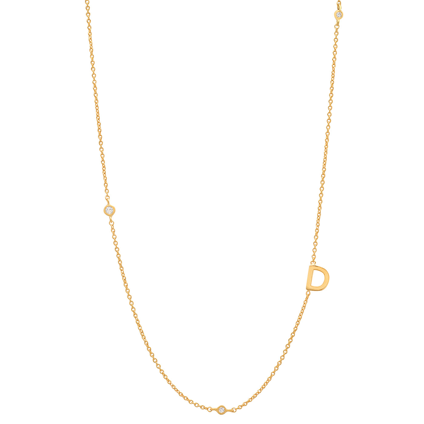 Sideways Initial Necklace in 18k Gold Plating