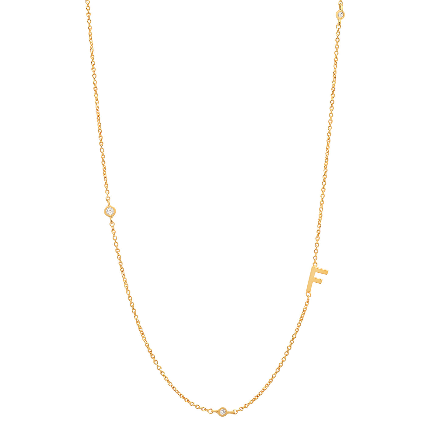 Sideways Initial Necklace in 18k Gold Plating