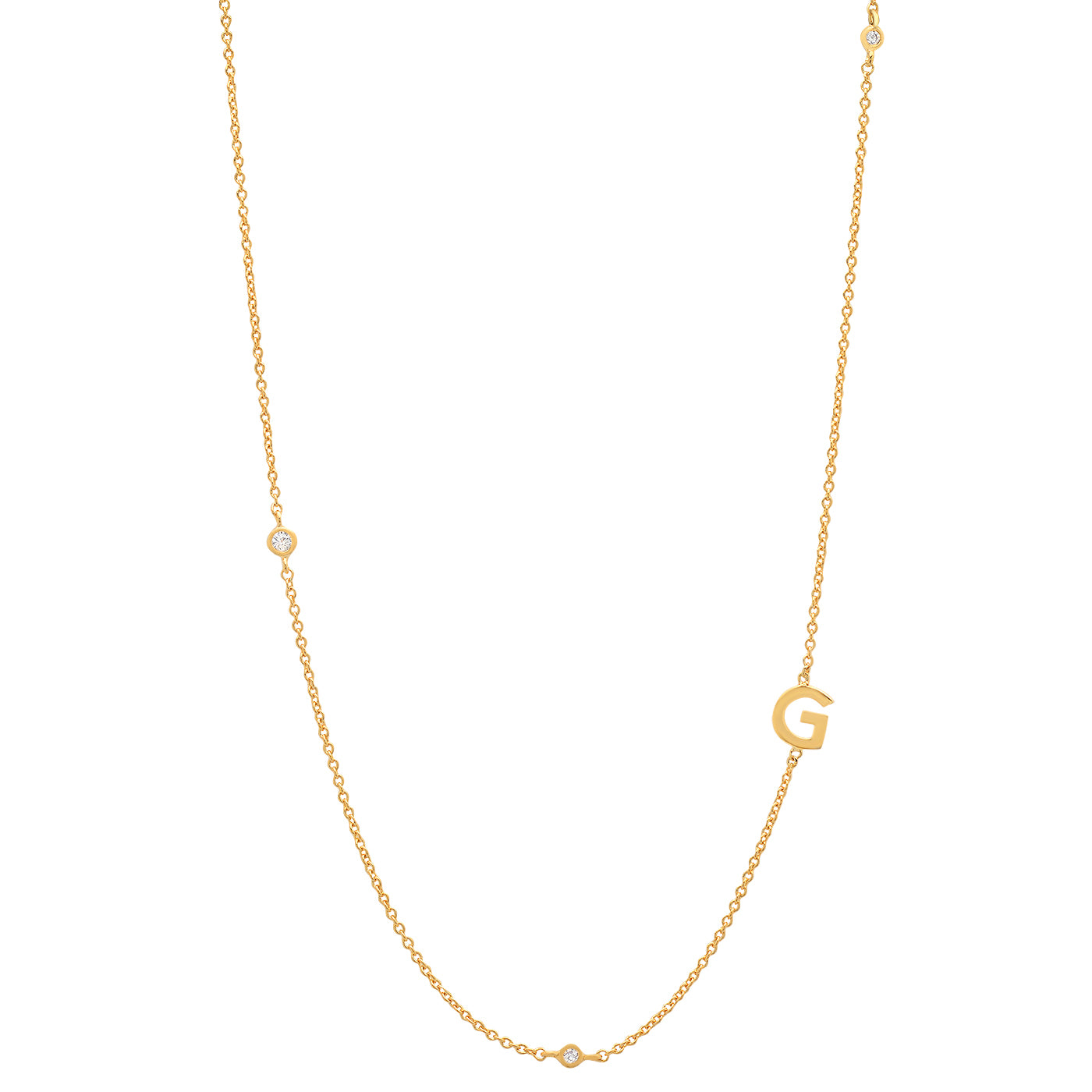 Sideways Initial Necklace in 18k Gold Plating