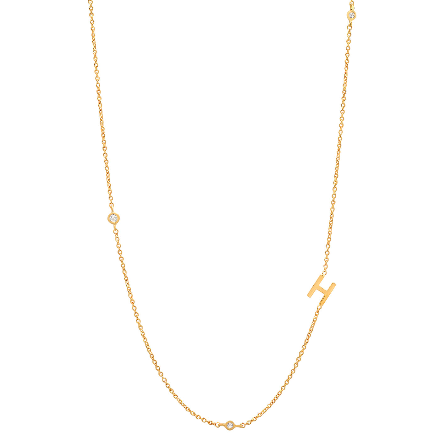 Sideways Initial Necklace in 18k Gold Plating