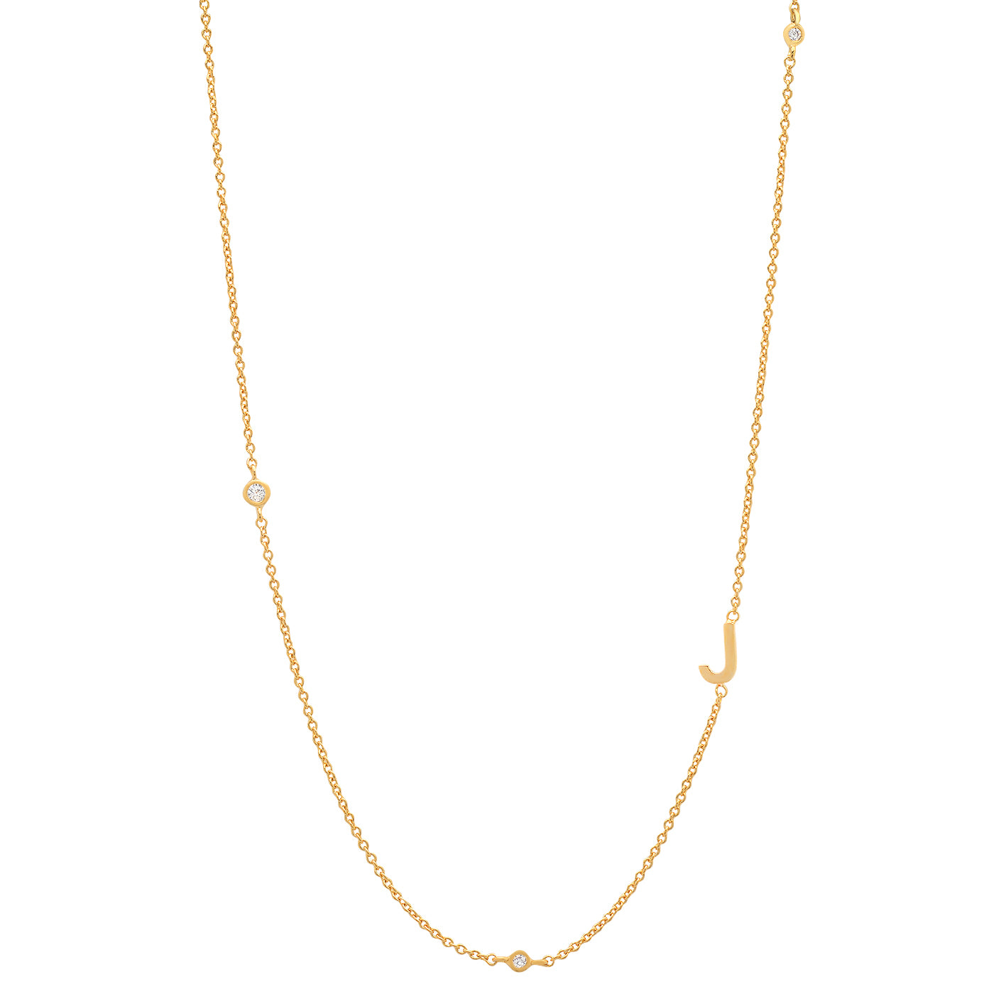 Sideways Initial Necklace in 18k Gold Plating