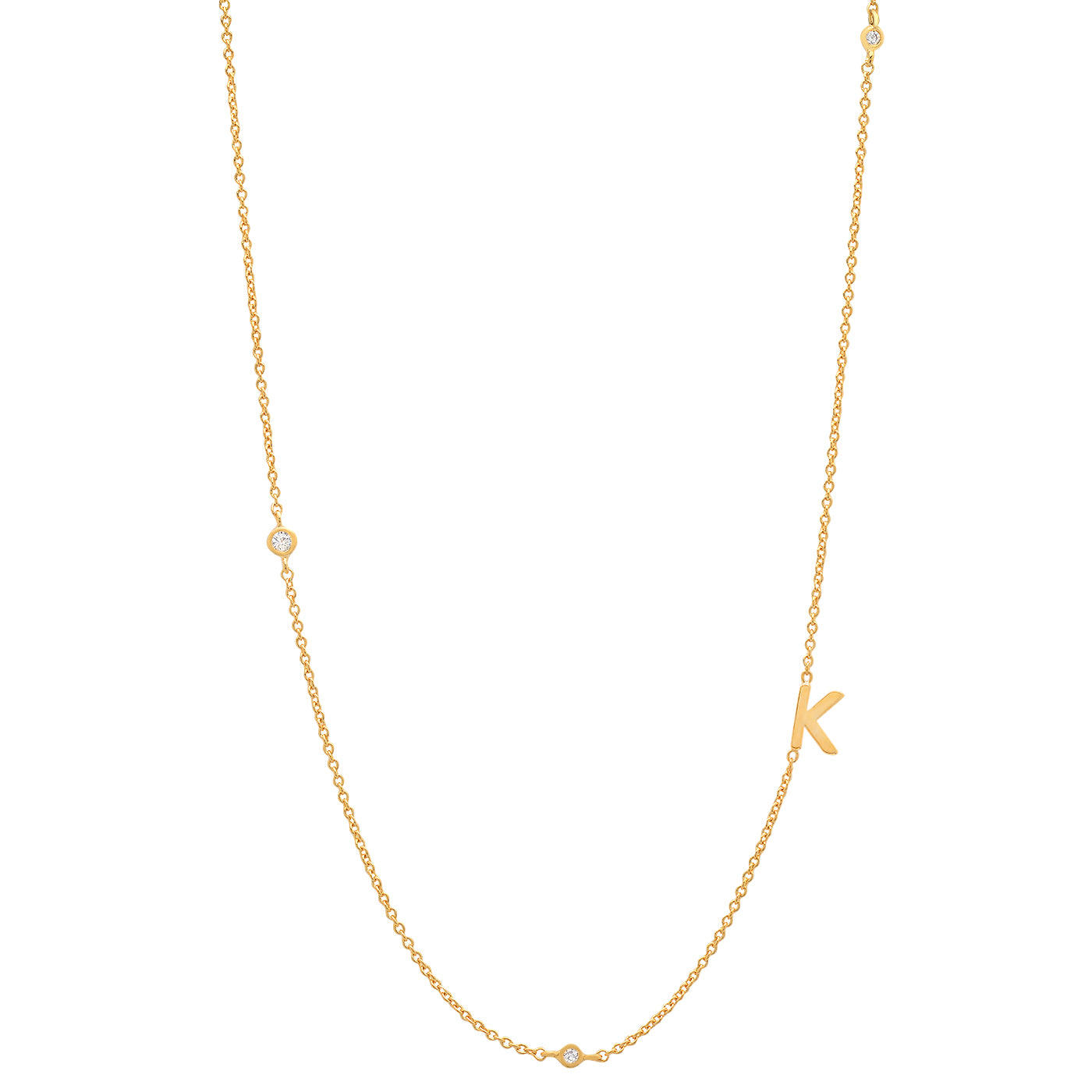 Sideways Initial Necklace in 18k Gold Plating