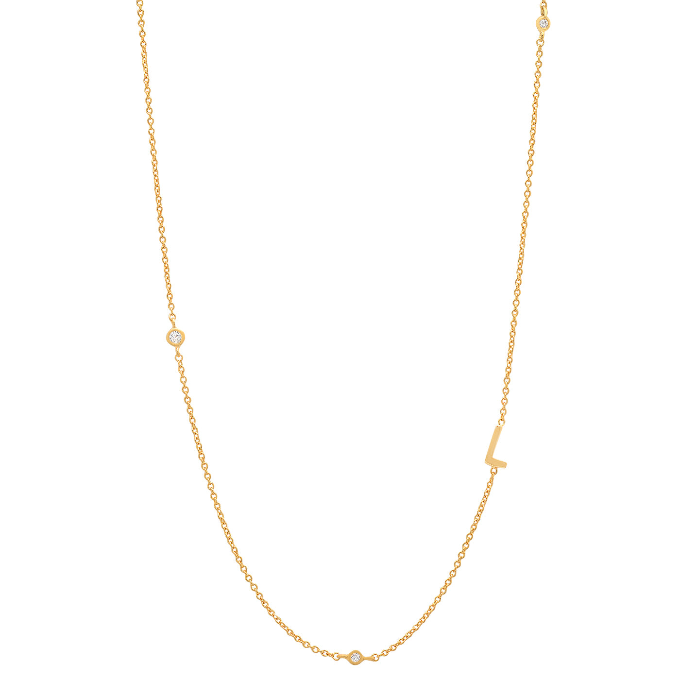 Sideways Initial Necklace in 18k Gold Plating