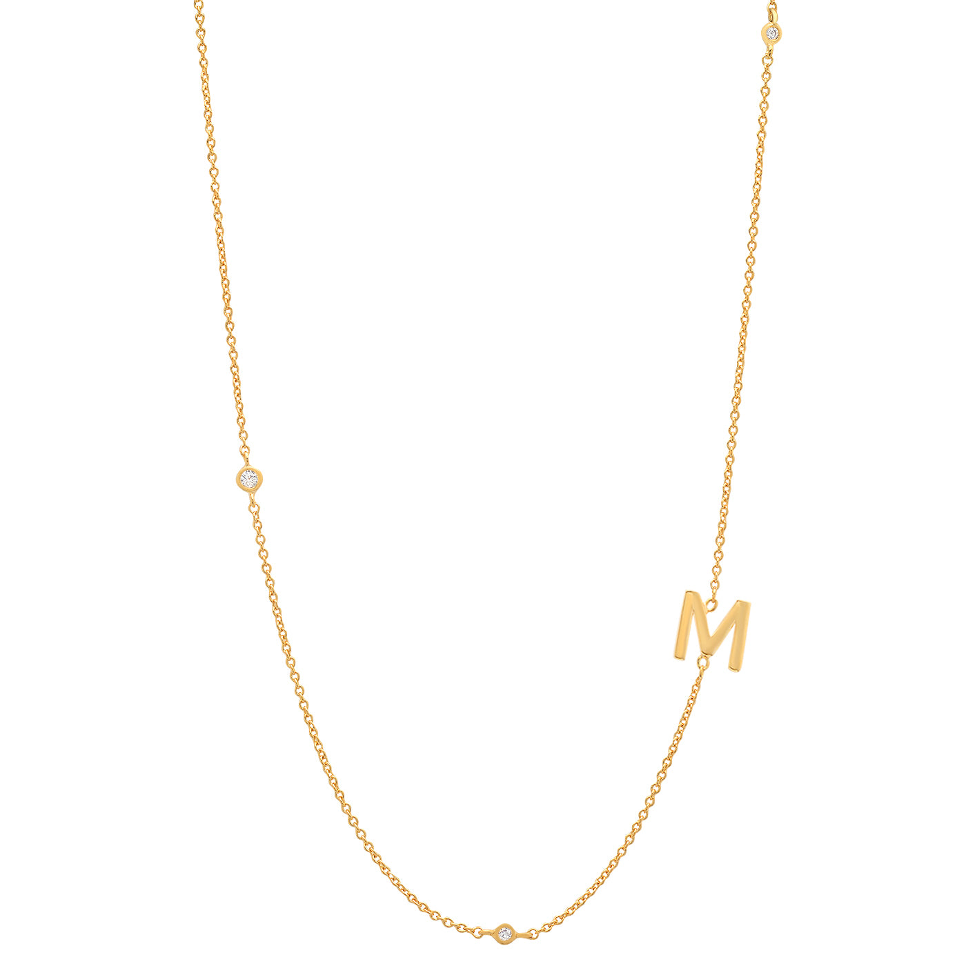 Sideways Initial Necklace in 18k Gold Plating