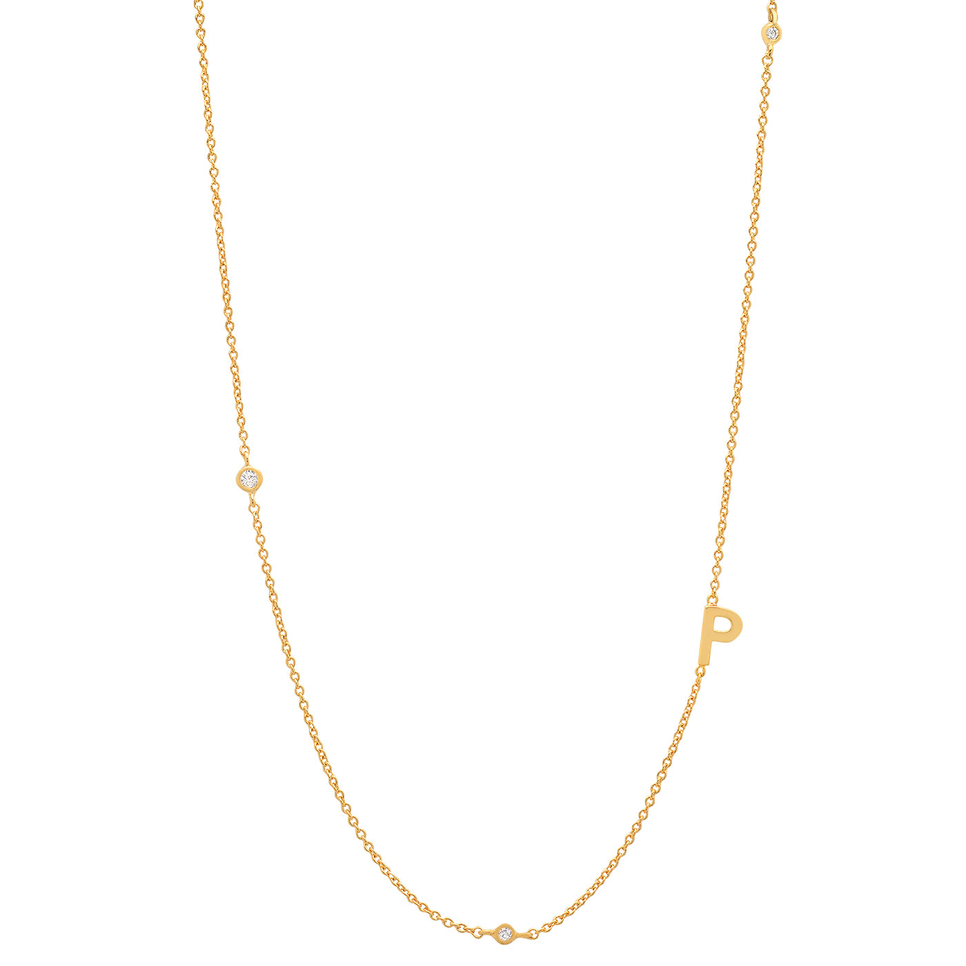 Sideways Initial Necklace in 18k Gold Plating