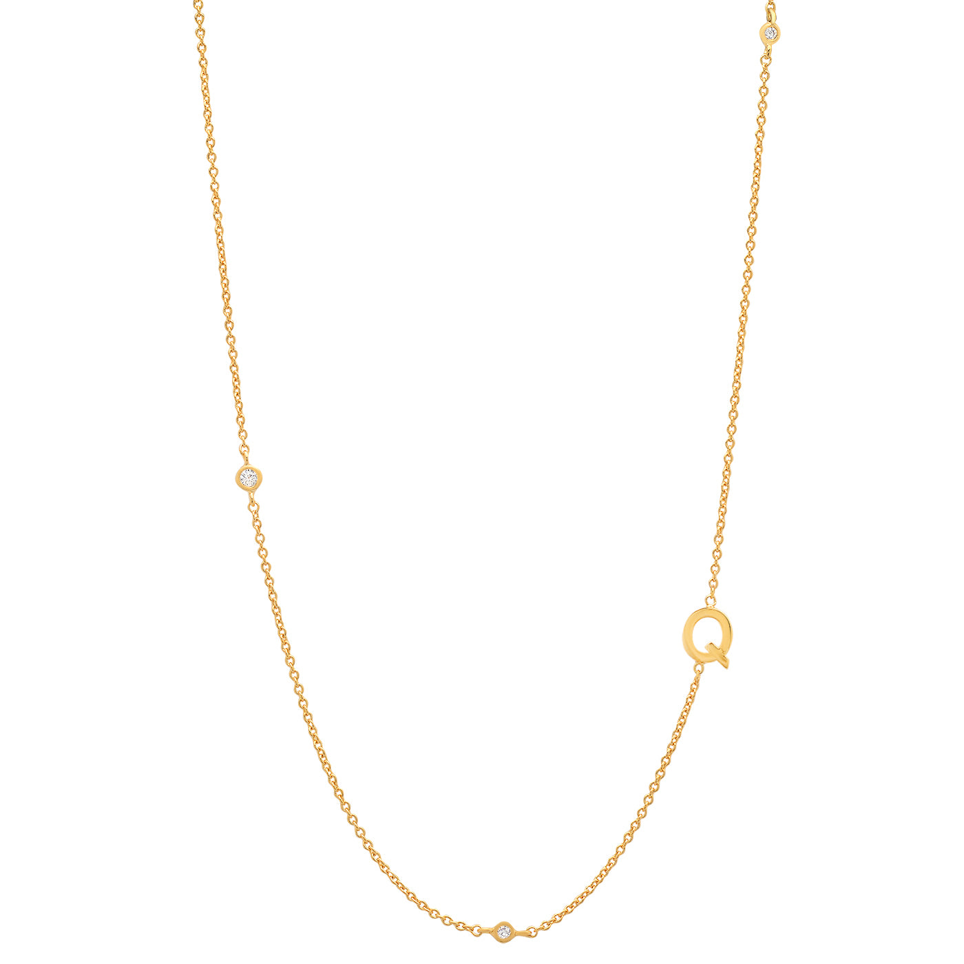 Sideways Initial Necklace in 18k Gold Plating
