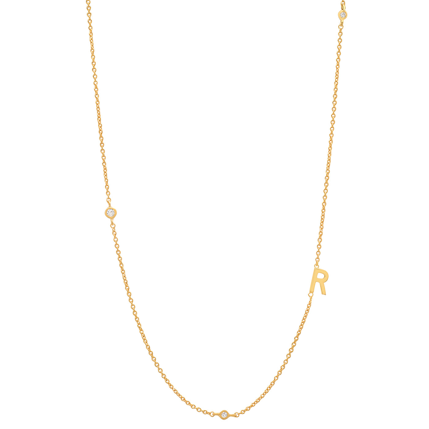 Sideways Initial Necklace in 18k Gold Plating