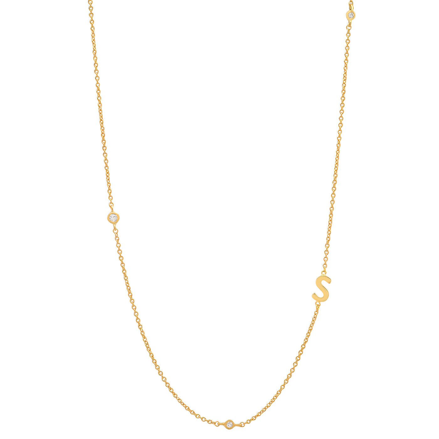 Sideways Initial Necklace in 18k Gold Plating