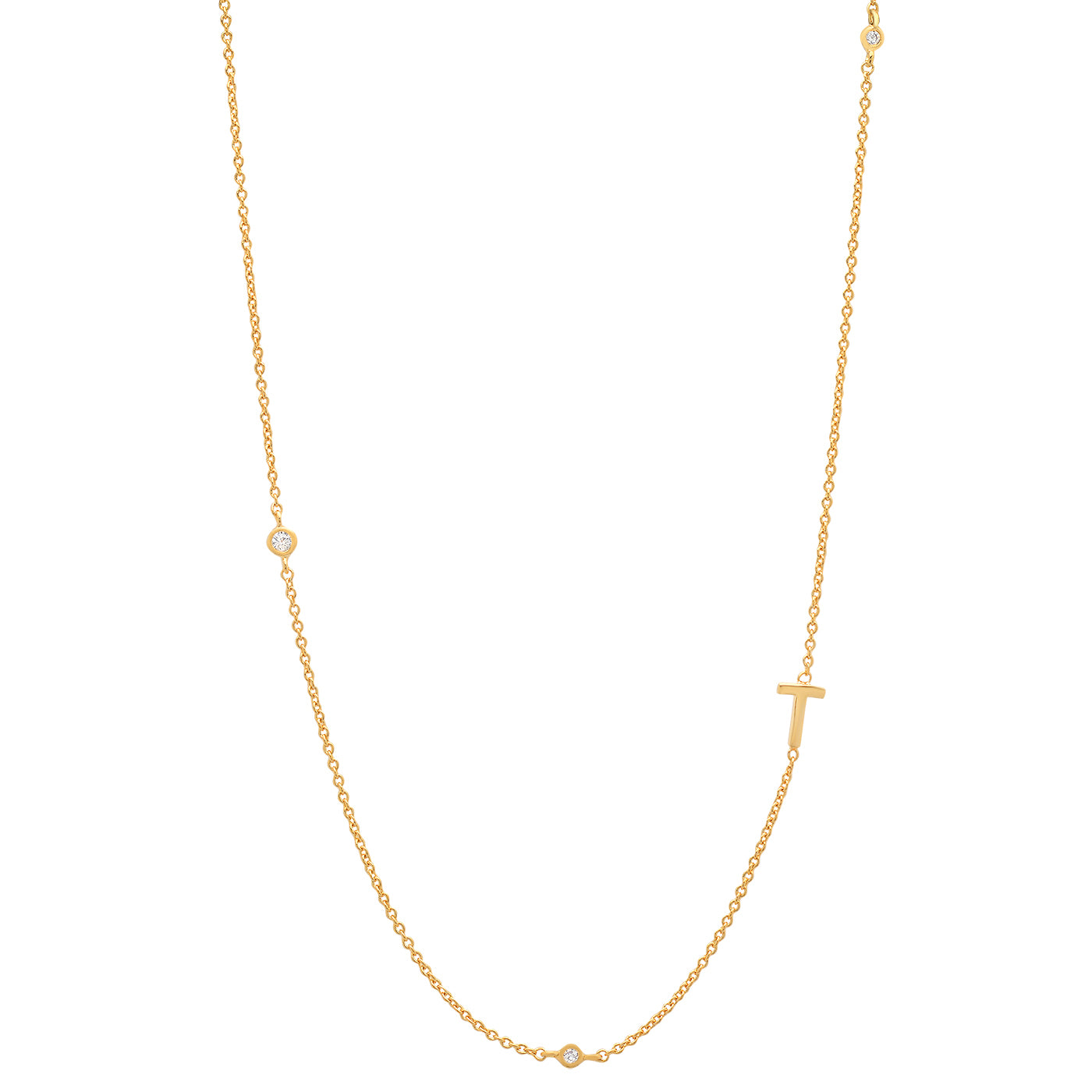 Sideways Initial Necklace in 18k Gold Plating