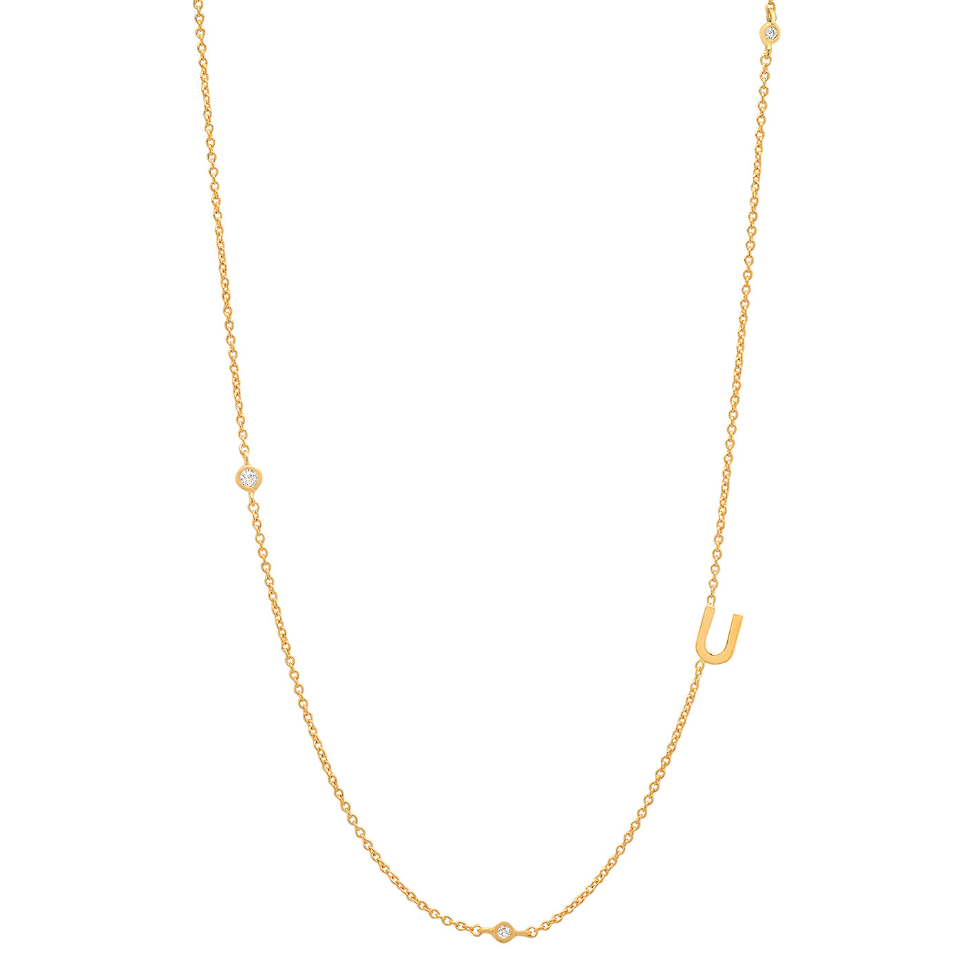 Sideways Initial Necklace in 18k Gold Plating