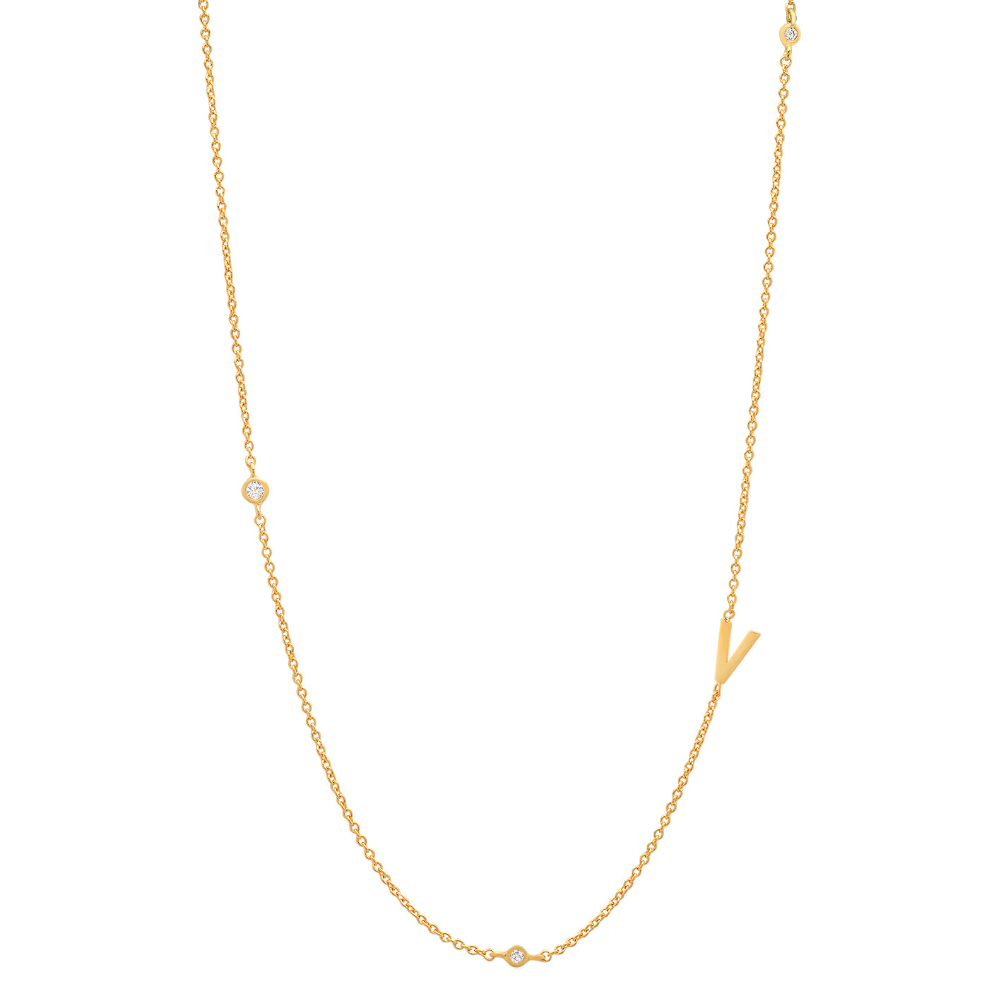 Sideways Initial Necklace in 18k Gold Plating