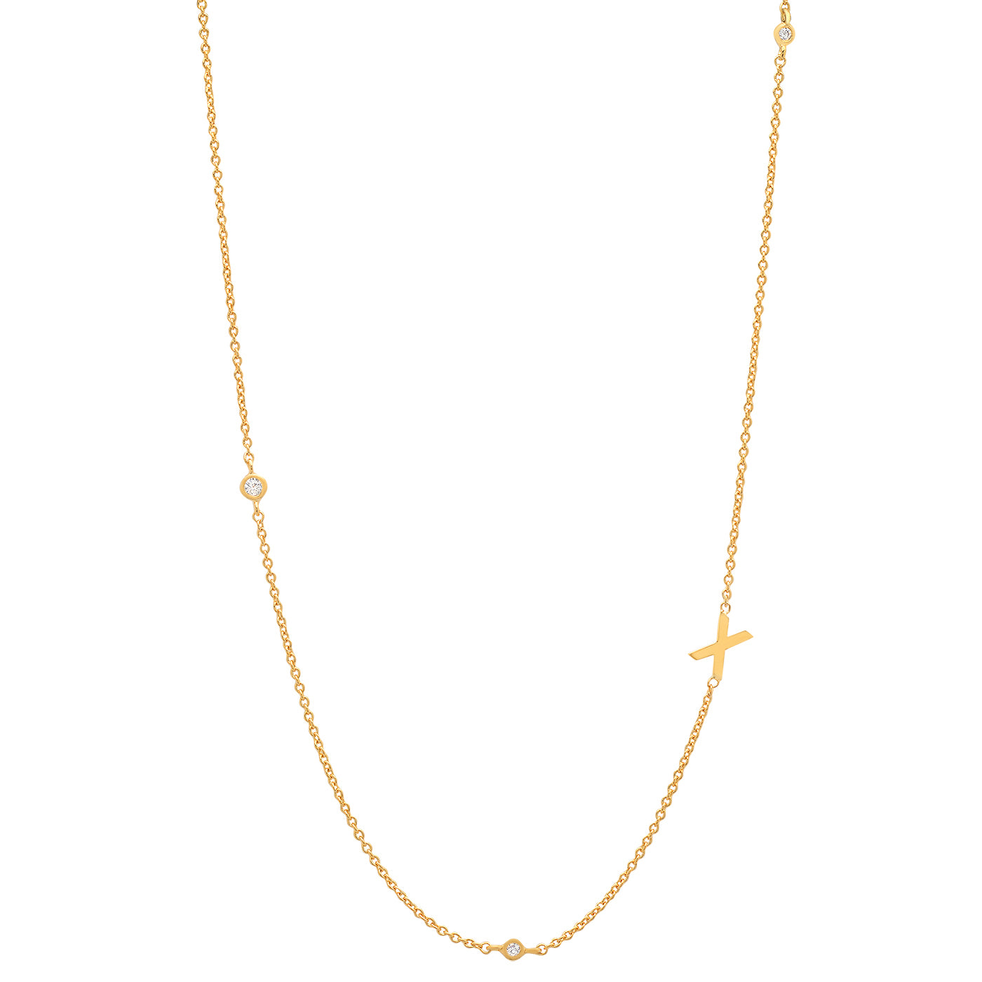Sideways Initial Necklace in 18k Gold Plating