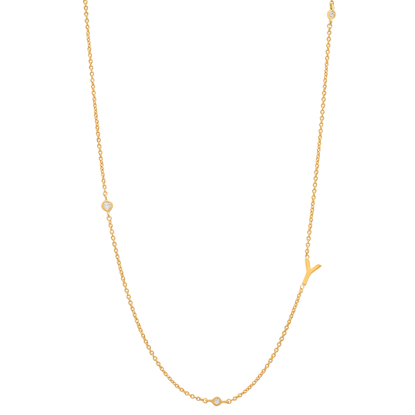 Sideways Initial Necklace in 18k Gold Plating
