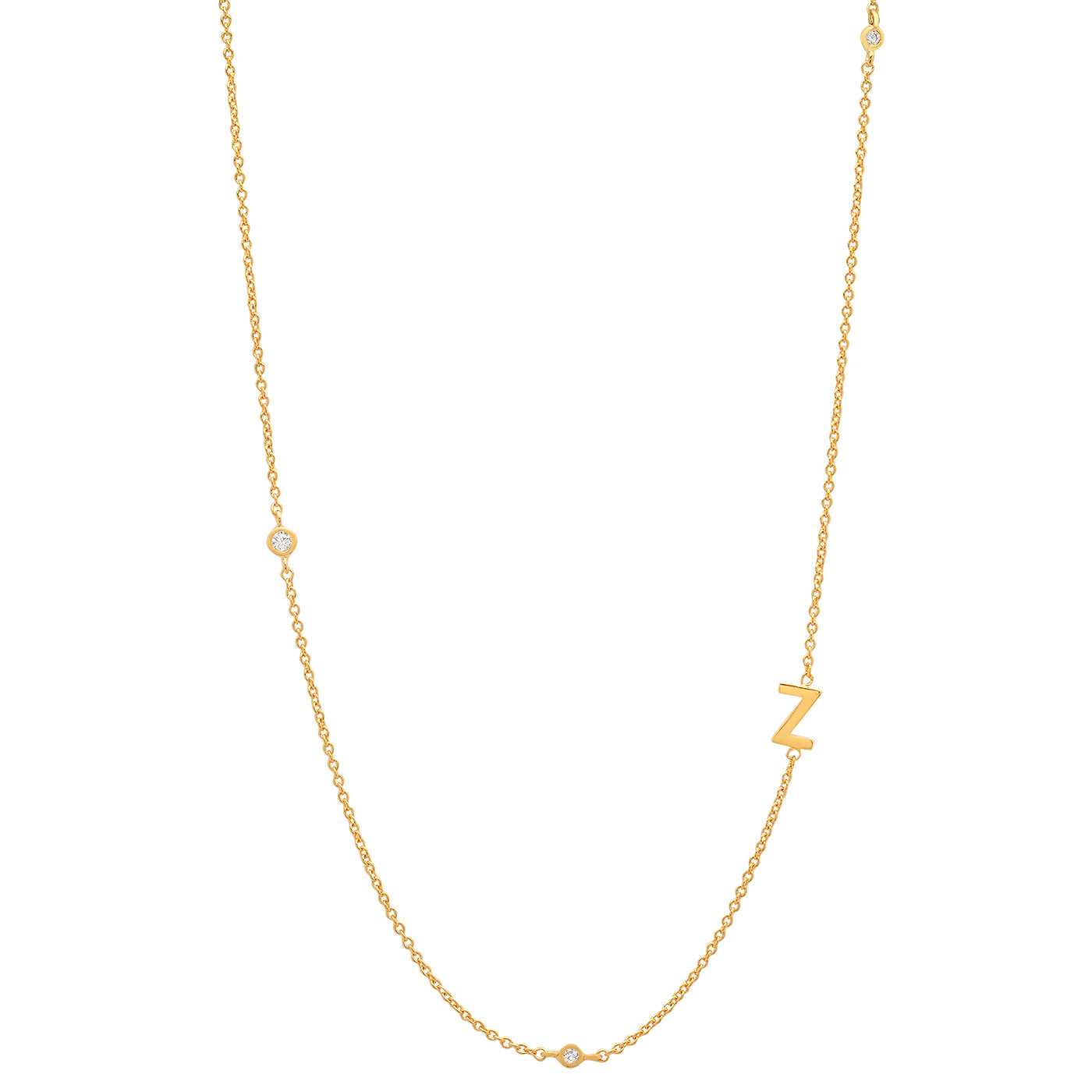 Sideways Initial Necklace in 18k Gold Plating