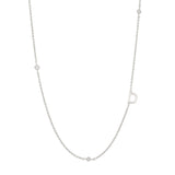 Sideways Initial Necklace in Silver Plating