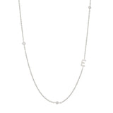 Sideways Initial Necklace in Silver Plating