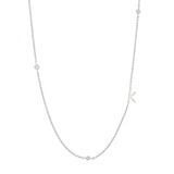 Sideways Initial Necklace in Silver Plating