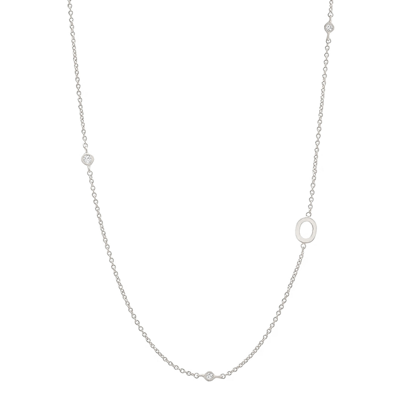 Sideways Initial Necklace in Silver Plating