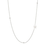 Sideways Initial Necklace in Silver Plating
