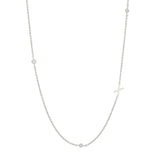 Sideways Initial Necklace in Silver Plating