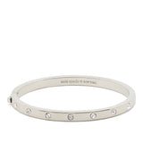 Set Stone Hinged Bangle in Silver Plating & Clear