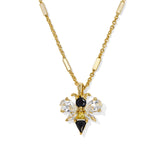 Bee Short Pendant Necklace in Gold & Yellow Mix