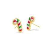 Candy Cane Stud Earrings in Red & Green Mix