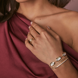 Elaina Bezel Delicate Chain Bracelet in Ivory Mother of Pearl