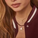 Football Helmet Short Pendant Necklace in Ivory Mother Of Pearl