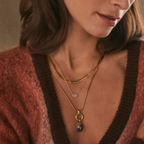 Mini Eye Short Pendant Necklace in Dark Blue Magnesite