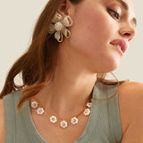 Crystal Azalea Statement Earrings in Ivory Mint