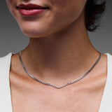 Flat Curb Chain Necklace in Rhodium Plating over Sterling Silver
